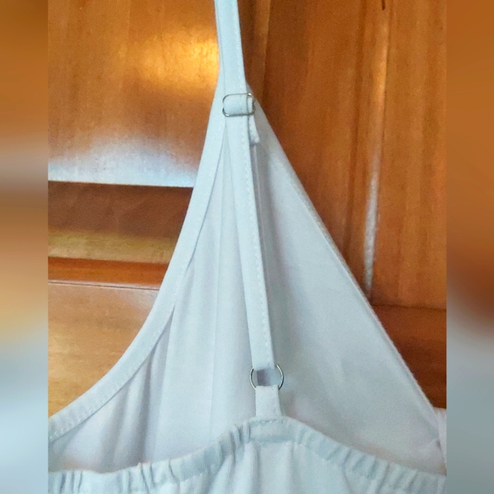 *๐ VotePretty Beachy White Sundress V-Neck Tie Front Dress Pockets, Size L, NEW - Picture 5 of 10